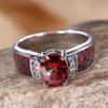 Обручальные кольца для женщин с красным овальным цирконием и радужным огненным опалом, винтажные серебряные помолвочные кольца, ювелирные украшения, рождественские подарки.