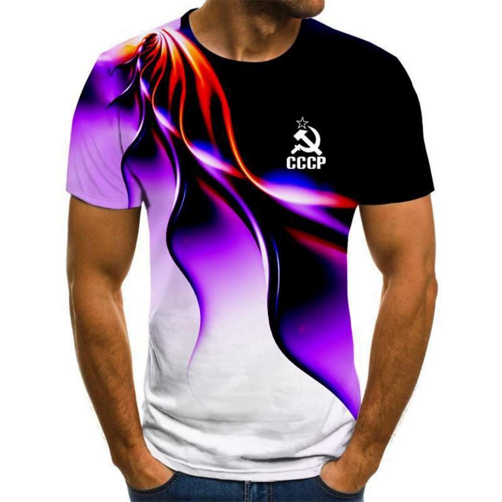 Stylish CCCP Print Polo Shirt, Unique Abstract Design, Casual Fashion Essential