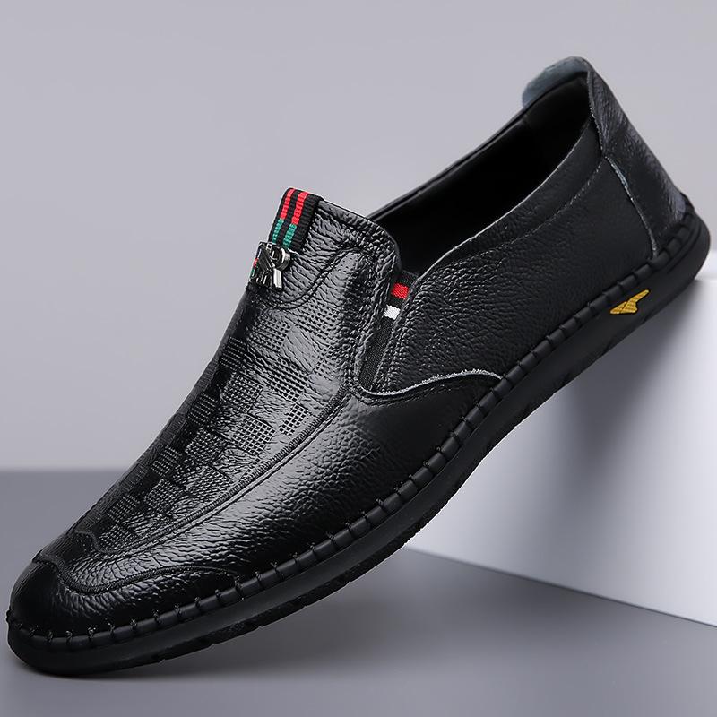 Men'S Sandals Leather Business Hollow Punching Men'S Shoes Soft Sole Hole Dad Leather Shoes White