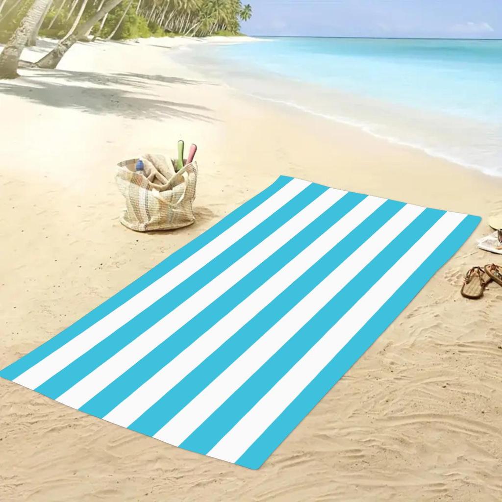 Ultra-Absorbent Striped Beach & Bath Towel - Thick, Soft, Microfiber