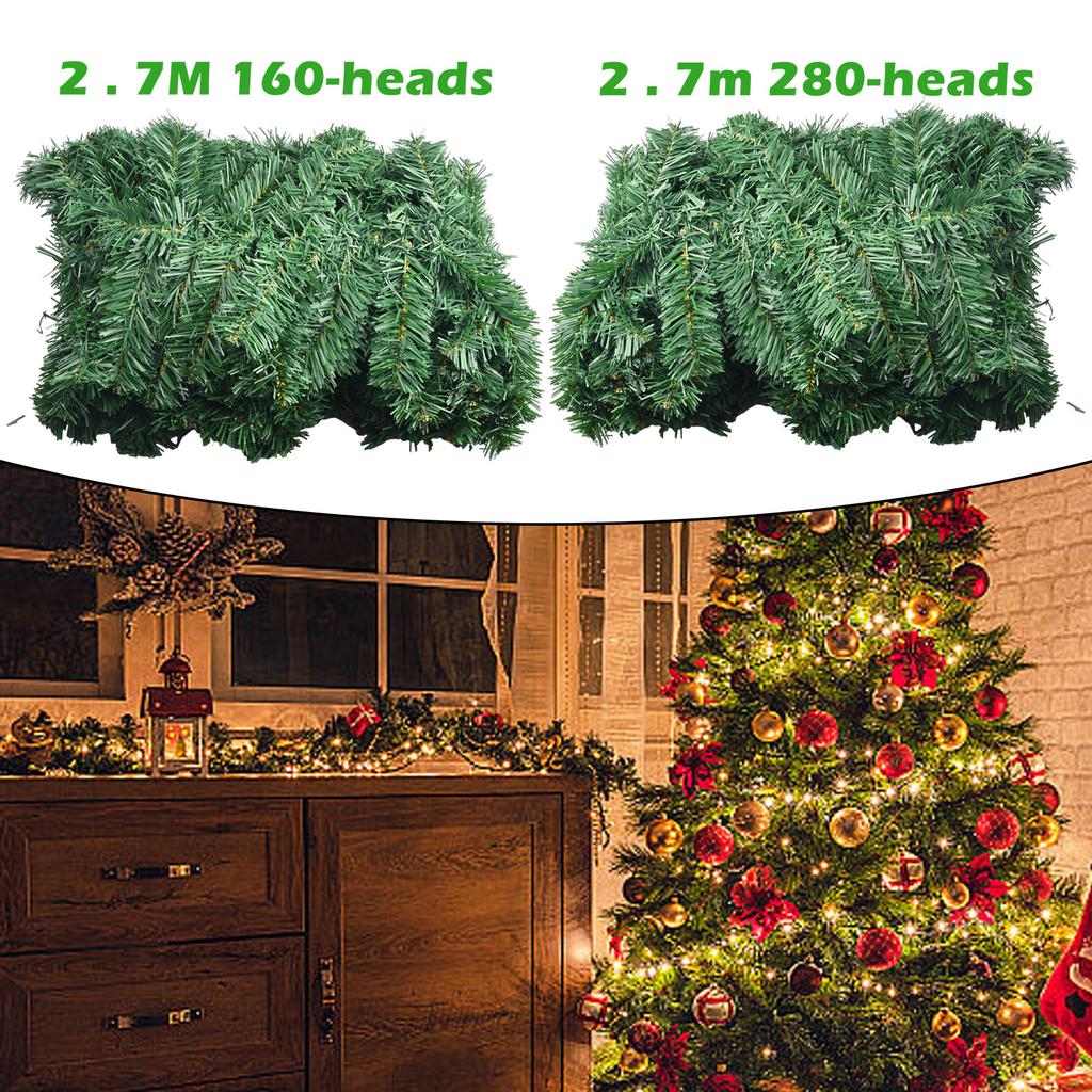 Elegant 2 7M Long Artificial Green Garland For Seasonal Decorations In Homes And Shops Crafted From Robust PVC Materials