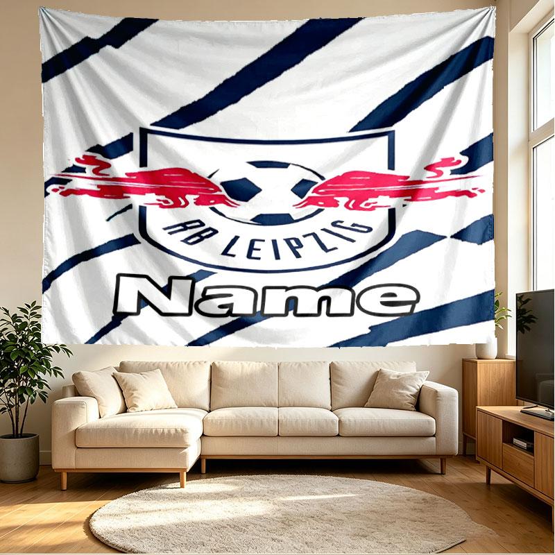 Custom Name Personalized RB Leipzig Print Tapestry, Wall Art Decor, Bedroom, Dorm, Apartment, LivingRoom, Party Backdrop, Gift for Birthday