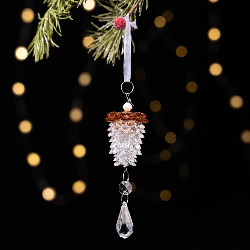 New Acrylic Christmas Tree Pendant Simulated Pinecone Transparent Crystal Pinecone Pendant Christmas Pendant Home Decoration