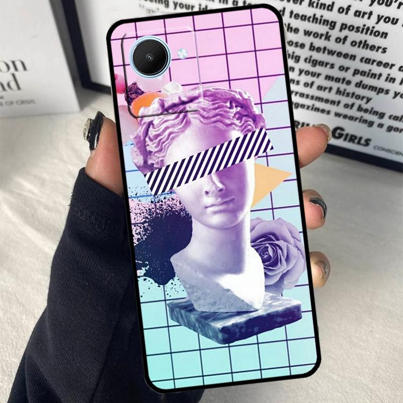 Ретро-кибер статуэтка «Великая волна» для Realme C75 C55 C71 C61 C53 C33 C63 C51 C65 C67 11 12 13 14 15 Pro Plus GT6 GT7 Pro Чехол