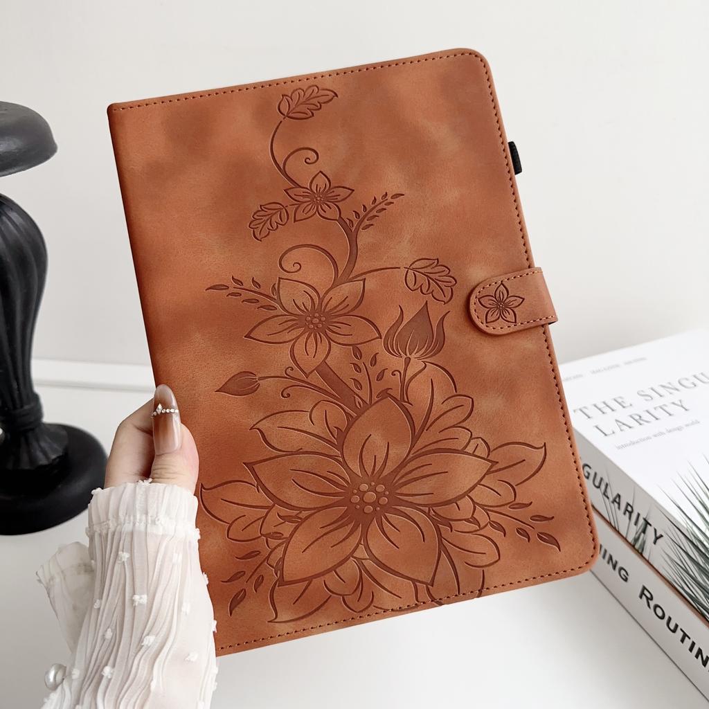 For Apple iPad Mini (2024) (Also Known As iPad Mini (A17 Pro)).PU Leather Exquisite Floral Embossed Design Tablet Case