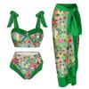 Boho Chic Поддельный купальник больших размеров, винтажное печатное многоцветное шифоновое газовое платье, спа-купальник