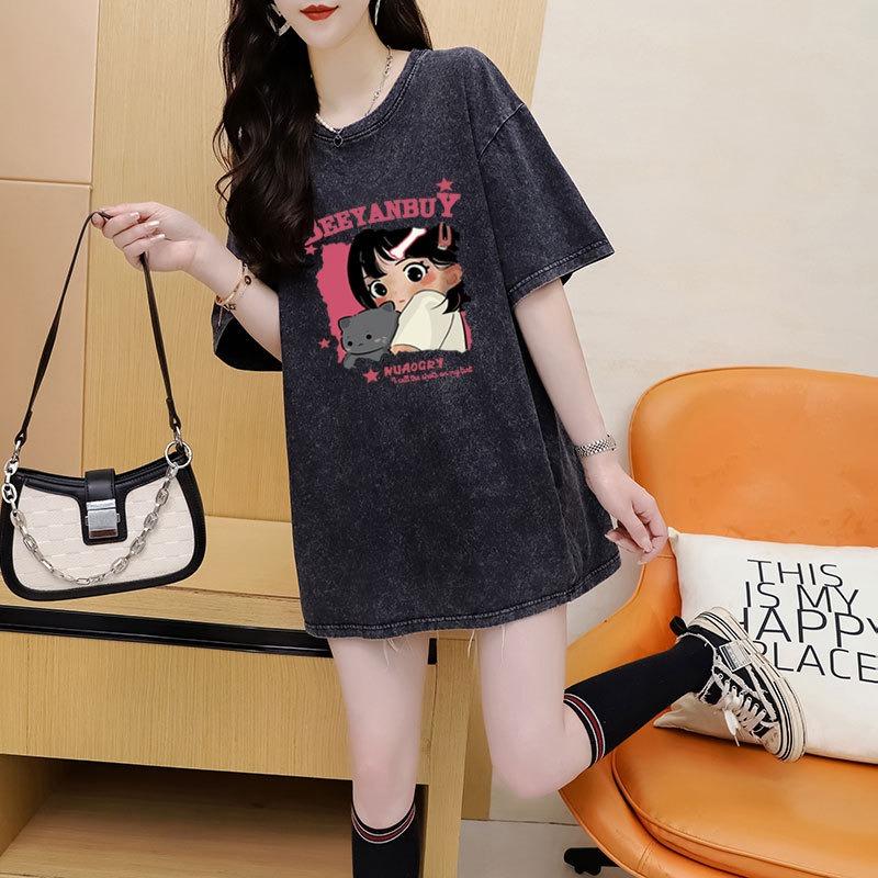 Женская сумка воротник стирка сделать старый короткий рукав дизайн чувство моды бренд пара топ