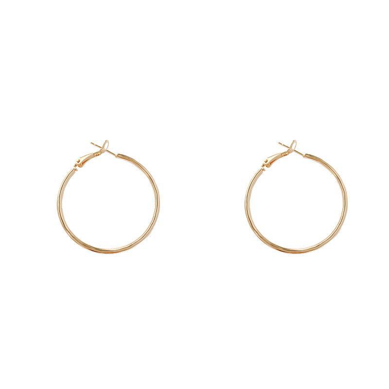 S925 Silver Exaggerated Simple Circle Earrings - High-Grade European & American Style for Women