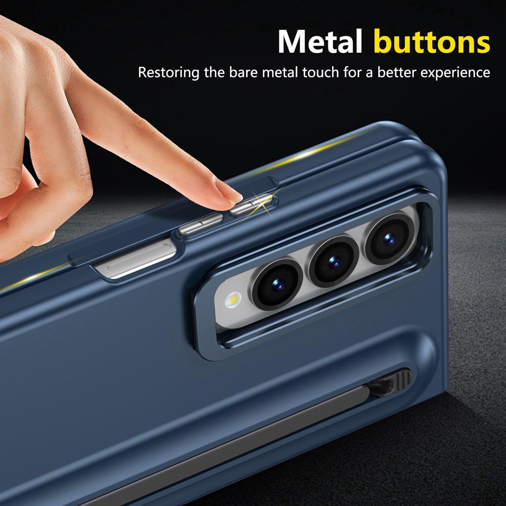 KEYSION С чехлом для сенсорной ручки для Samsung Galaxy Z Fold 4 3 5G, жестким чехлом для телефона с подставкой из ПК и защитой экрана из закаленного стекла