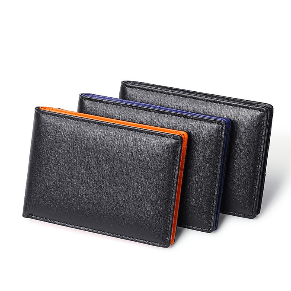 Новый мужской модный кошелек с защитой от RFID-кражи, короткий, с ручным выдвижением для карт