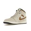 Air Jordan 1 Mid SE Brown Elephant Men Sneakers Light-Orewood-Brown Metallic-Gold White DZ4129-102