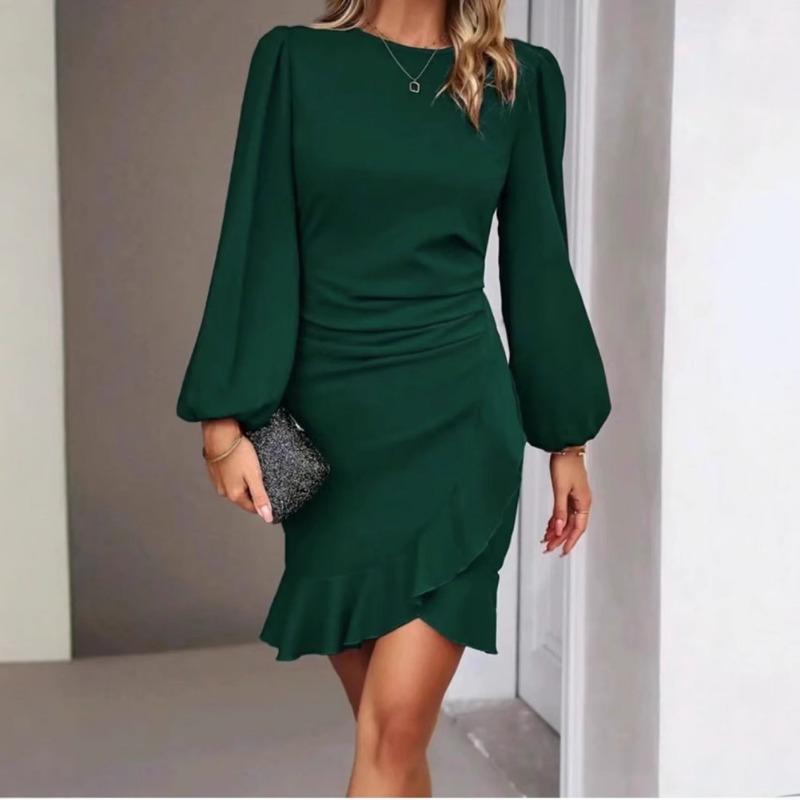 Женское платье Temperament с рукавами-фонариками и оборками