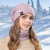Yousheng 2 Pcs/Set Women Winter Scarf Hat Set Thick Knitted Warm Anti-slip Elastic Ear Protecting Windproof Cap Winter Outdoor Cycling Skiing Neck