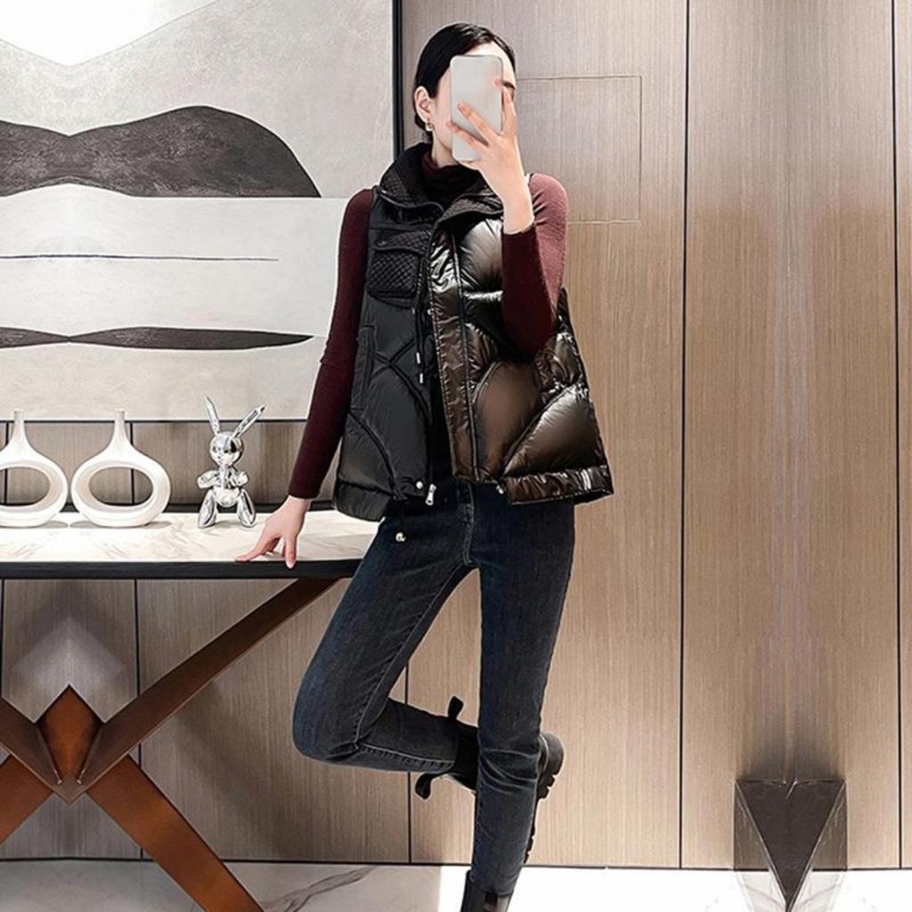 Женская осенне-зимняя утепленная новая верхняя одежда, жилет с хлопковой подкладкой, воротник-стойка, куртка без рукавов, пальто, жилет