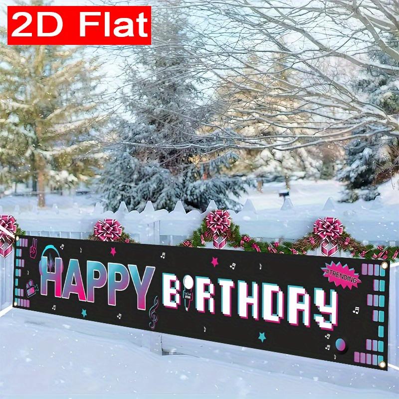 Happy Birthday Tik Tok Music Banner, Theme Design, Polyester Outdoor Home Photo Prop Garden Porch Fence Decoration
