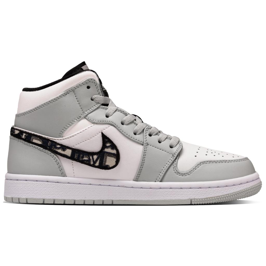 Jordan Air Jordan 1 Ollie Износостойкие Средние Винтажные Баскетбольные Кроссовки Мужские Бело-Серые 554724-078(Команда1291-)