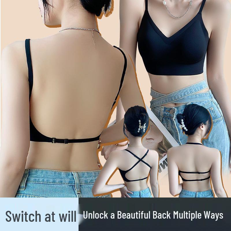 Большой белый бюстгальтер-пуш-ап с открытой спиной и перекрещивающимися бретелями в форме буквы U для маленькой груди - На бретелях, бесшовный, сексуальный стиль.