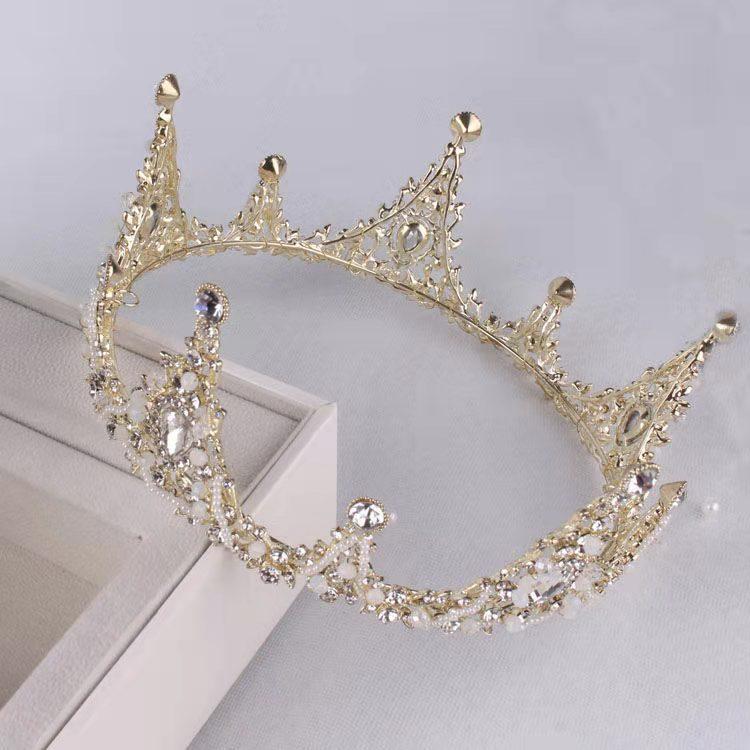Bridal Crown Internet Celebrity Friends Friends Girlfriends Gift Round Crown 18-Year-Old Adult Gift Headgear Rhinestone Crystal Crown