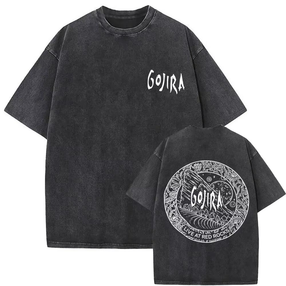 Стирка Винтажная Металлическая Рок-Группа Gojira Футболка От Марса К Сириусу Футболки Мужские Женские Готическая Панк Оверсайз Футболки Уличная Одежда