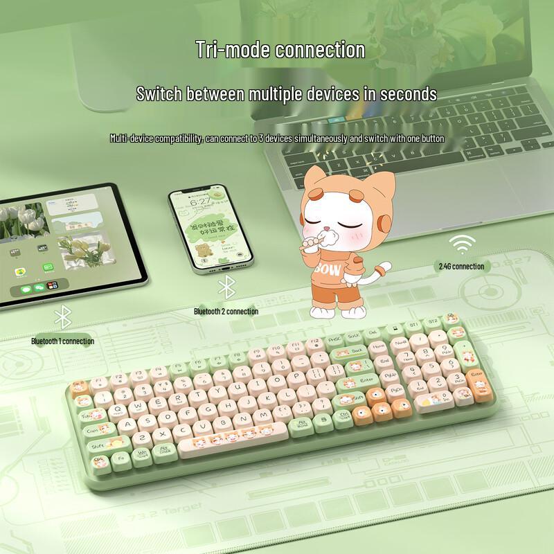 B.O.W K509DL Wireless Tri-Mode Membrane Keyboard