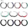 Alisouy 2PCS Punk Rock Hiphop Stainless Steel Enamel Circle Round Ear Helix Clip Huggie Buckle Women Men Unisex Hoop Earrings