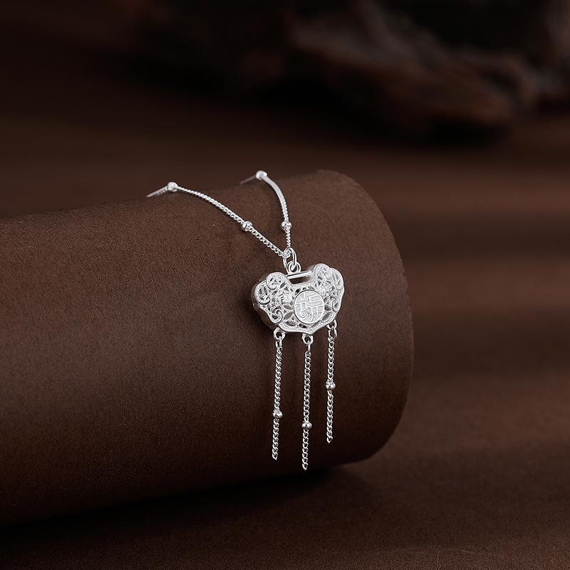 Ожерелье с кисточками и замком безопасности Fuzi, новое китайское национальное китайско-шикарное нишевое ожерелье для ключицы