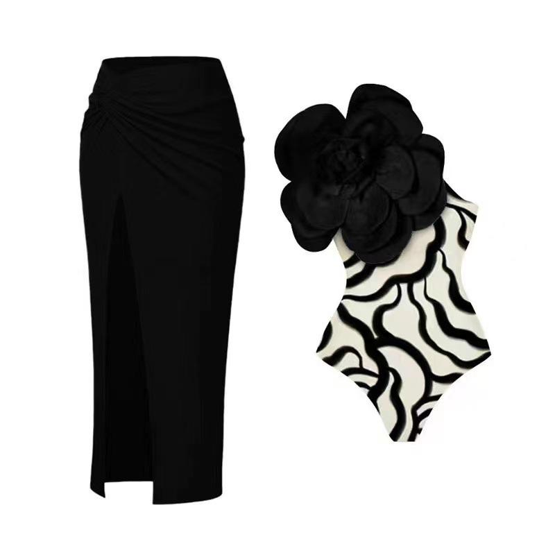 2024 Европейский и американский женский утягивающий слитный купальник с крупным цветочным дизайном