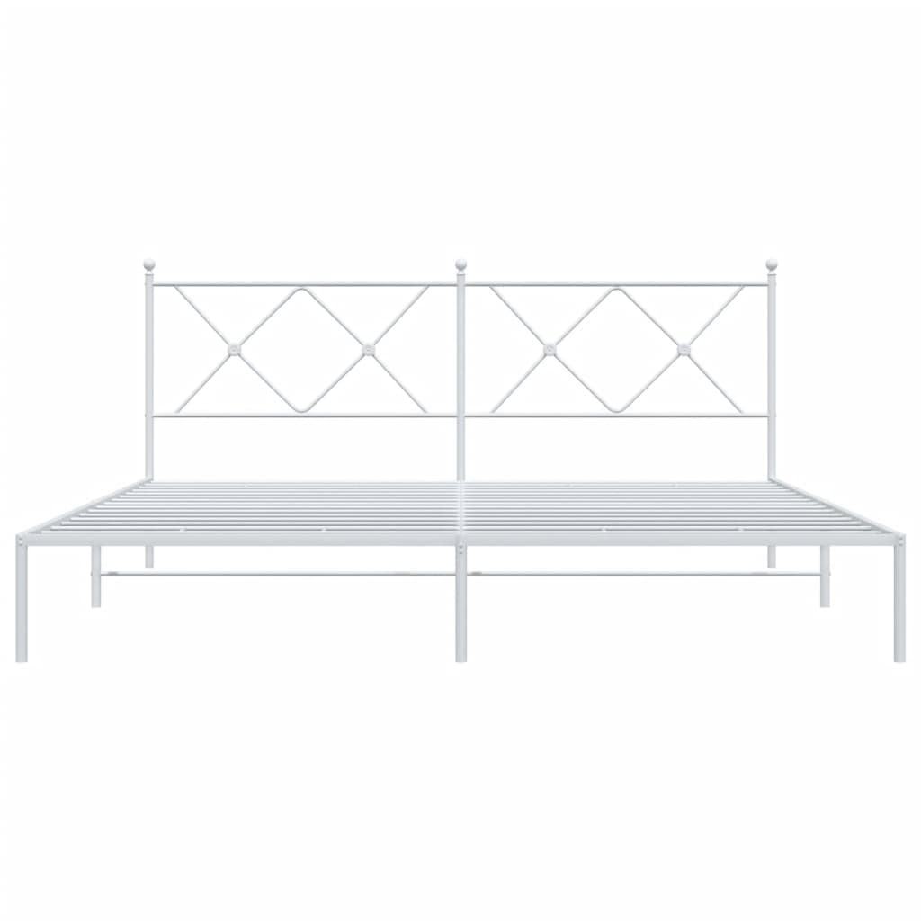 Vidaxl Металлическая Рама Кровати С Изголовьем, Белая, 183X213 См