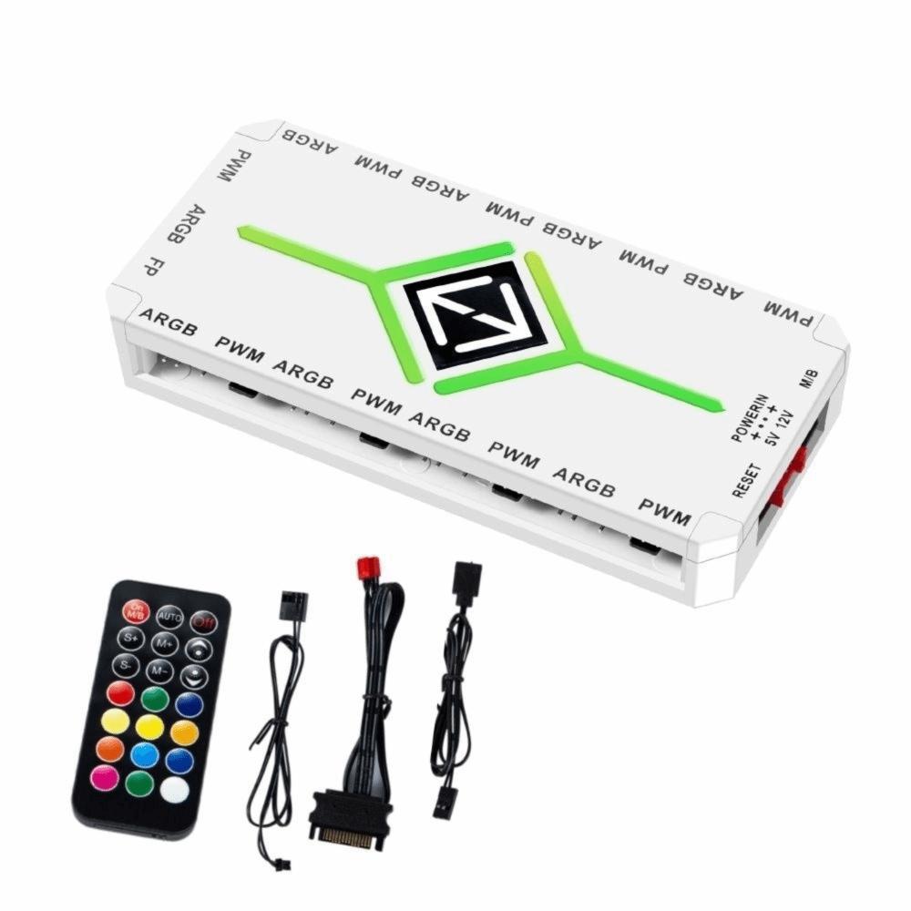 Fan Hub Magnetic PWM Fan Hub 5V 3 Pin SATA Power Supply PC Cooling Fan Hub ARGB Controller 1To9 Port ARGB Fan Hub PC Cooling