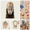 70cm Floral Printed Square Scarf For Women Muslim Satin Like Silk Hijab Headscarf Head Wraps Handkerchief Beach Shawls Headband