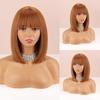 MISS WIG Ombre Коричневый Светлый Цвет Женская Мода Короткий Прямой Парик Боб с Челкой Синтетическое Волокно Натуральный Парик Боб Повседневная Одежда