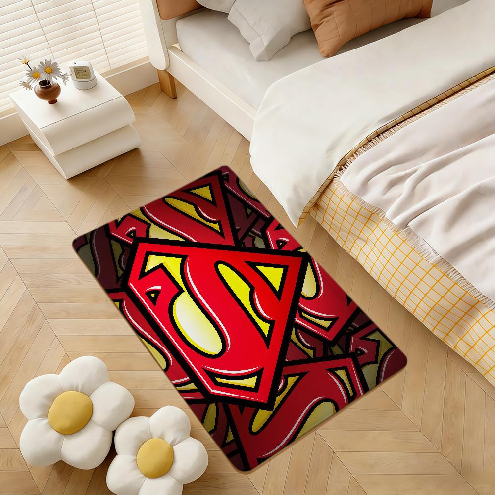 movie S-Superman logo cool art ML hogar Bedside Rug Kitchen Bath Floor Mat Hallway Balcony Carpet Entrance Doormat Decor Home