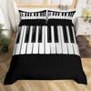 Музыкальные клавиши пианино Пододеяльник King Queen Piano Постельное белье Современный музыкальный инструмент Пододеяльник Черно-белый Покрывало