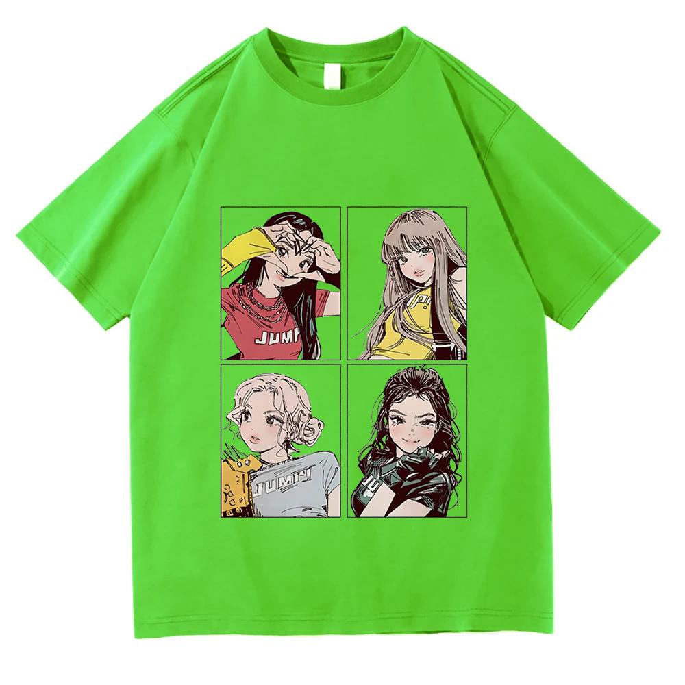 2025 Kpop BP Jump Tshirts Pink Girls Band Clothing Adorable Anime Graphic T Shirts Summer High Quality Cotton Comfortable Tops