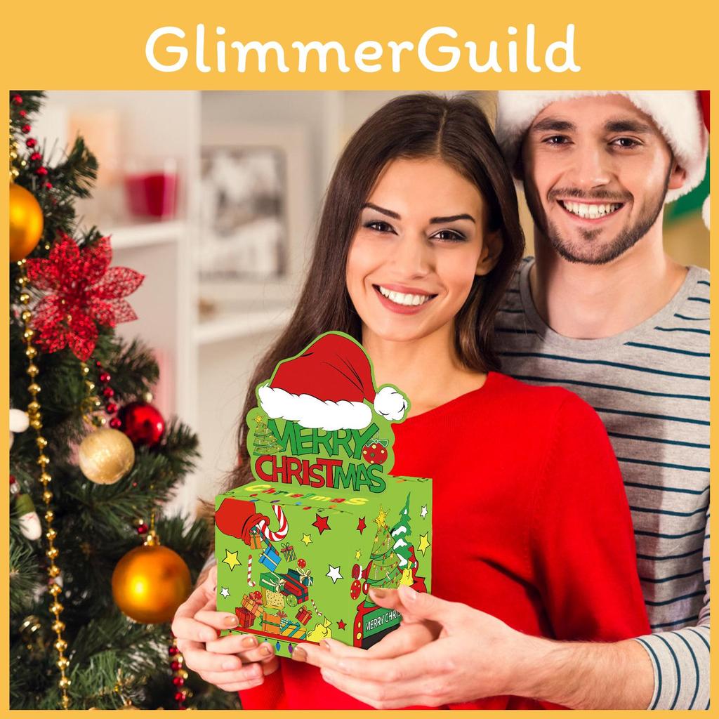 Themed Christmas Green Pattern Paper Surprise Box Holiday Props For Gift