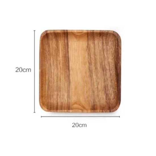 1 шт. квадратная тарелка из акации, большая маленькая деревянная тарелка для закусок, торта, фруктов, закуски, хлеба, сервировочная тарелка, поднос для чая, деревянная утварь