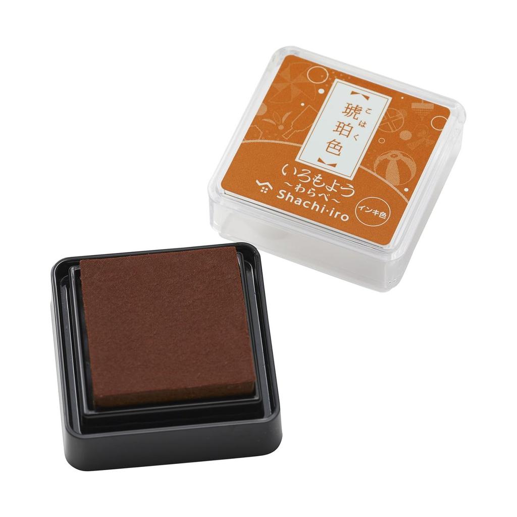 Shachihata Iromoyo Warabe Mini Ink Pad Kohaku-iro Amber HAC-S1-AB