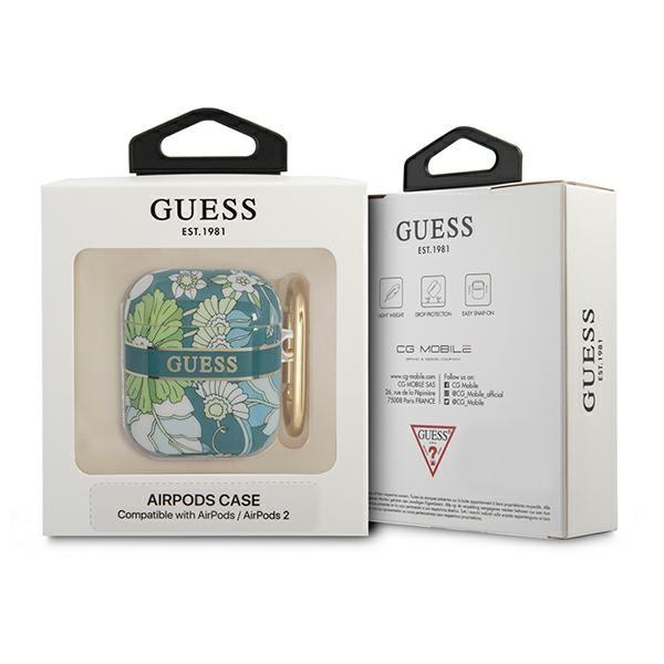 Guess Gua2Hhfln Airpods 1/2 Cover Zielony/Green Flower Strap Collection