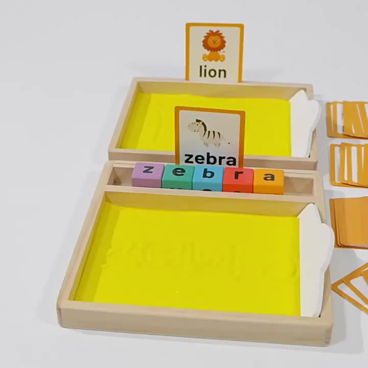 Montessori Teaching Aids Wooden Sandbox Letter Strokes Children's Sand Drawing Pen Controlled Sensory Games Set Souptoy