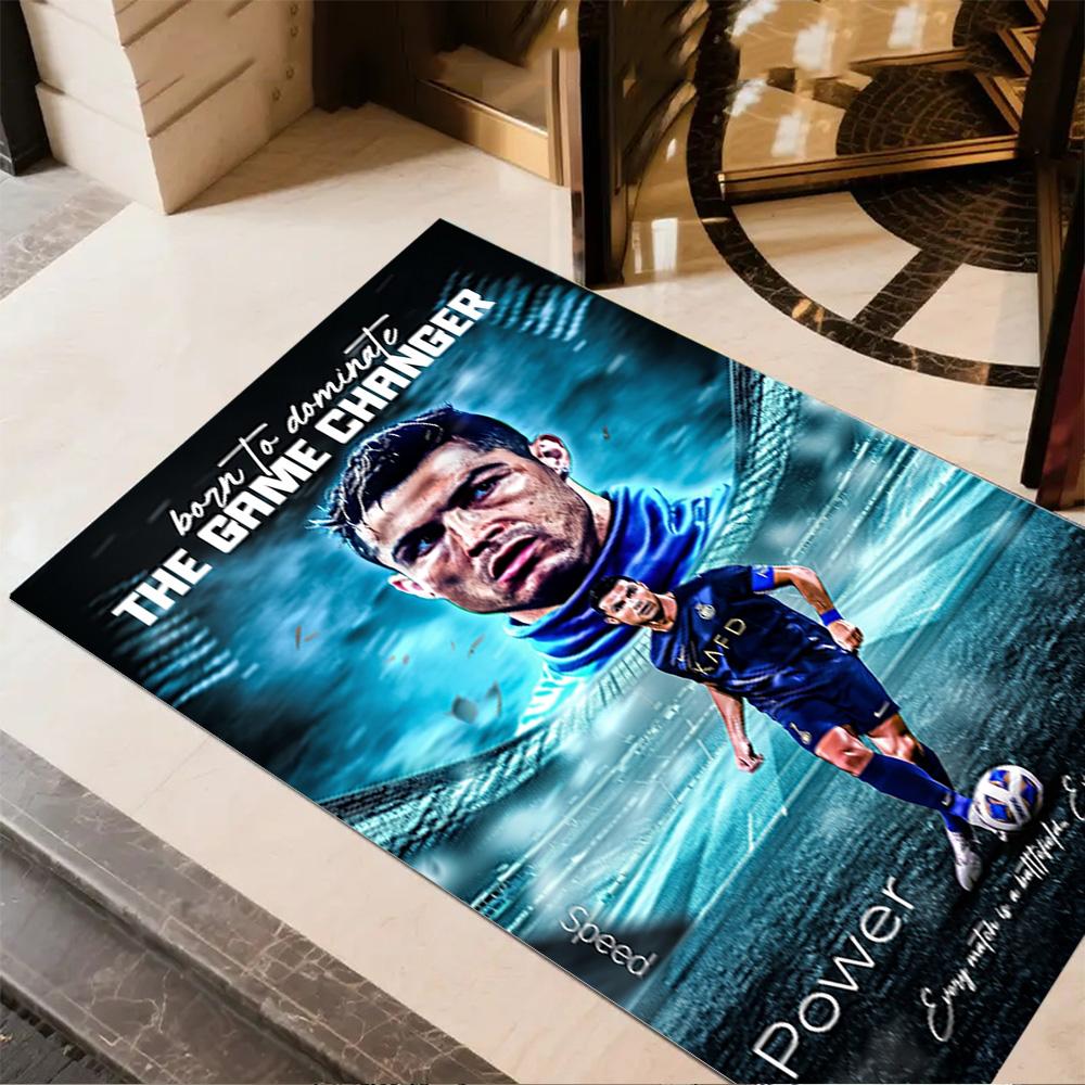Ronaldo's Evolution Football Carpet Suitable for Playrooms Entryway Outdoor Decorate room Antislip Carpet Anime Office Decor Perfect Gift for Women/Me