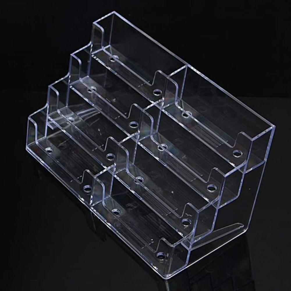 Transparent Business Card Box 4 Layers Display Holder Name Card Display Stand 8 Grids Multi-Layer Business Card Storage Box