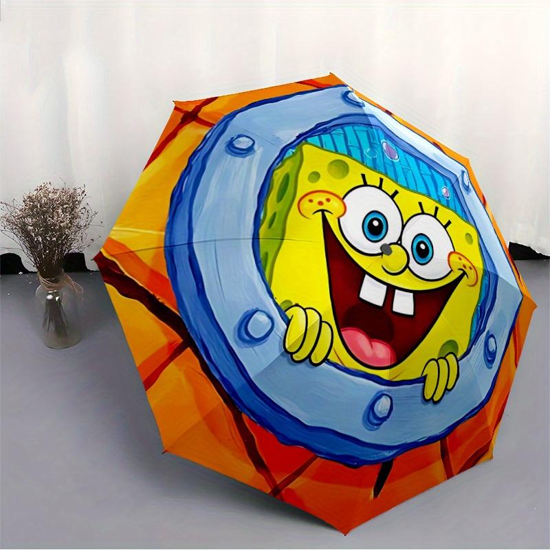 1pc SpongeBob Self-Folding Umbrella, 8-Bone Compact Travel Umbrella, Durable Plastic And Iron Frame084