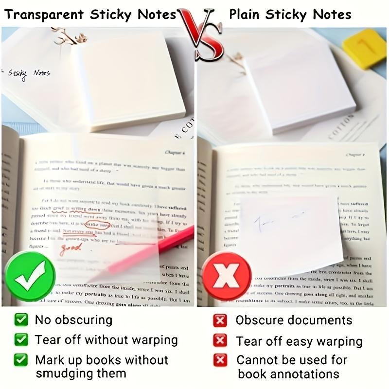 Transparent Sticky Notes Clear Waterproof Square Translucent Memo Pads for School Office
