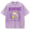 Винтажные женские футболки с кислотной стиркой Midnight Margaret Cocktail Club Prints Tops Crewneck Cotton Oversize Tee Shirts Clothes