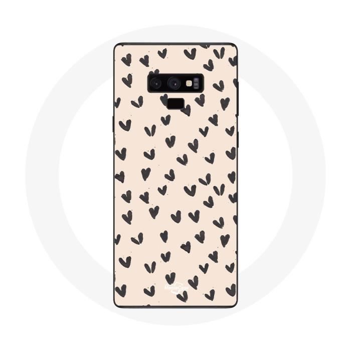 Coque pour Samsung Galaxy Note 9 Fond de texture abstraite coeurs noirs