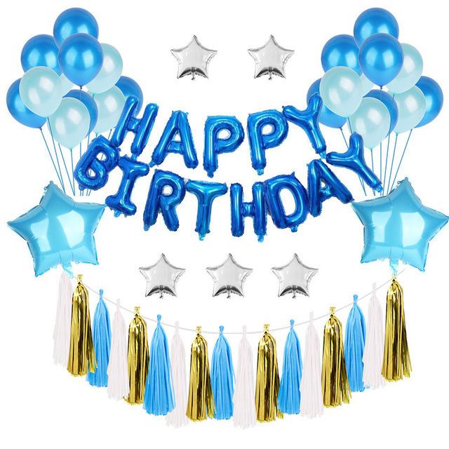 Birthday Tassel Package Party Aluminum Film Balloon Set Birthday Pentagram Aluminum Film Balloon Bundle Arrangement Tassel Decoration