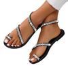 2025 Spring and Summer New Flat-bottomed Set of Toe Sandals Women's Foreign Trade Large Size Rhinestone Bohemian Beach Sandals