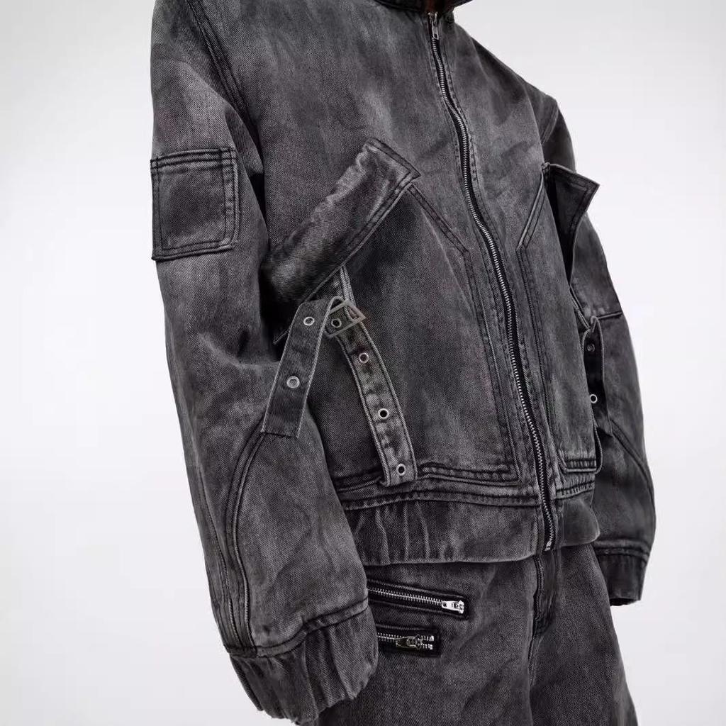 Мужские потертые джинсы в стиле ретро с широкими штанинами