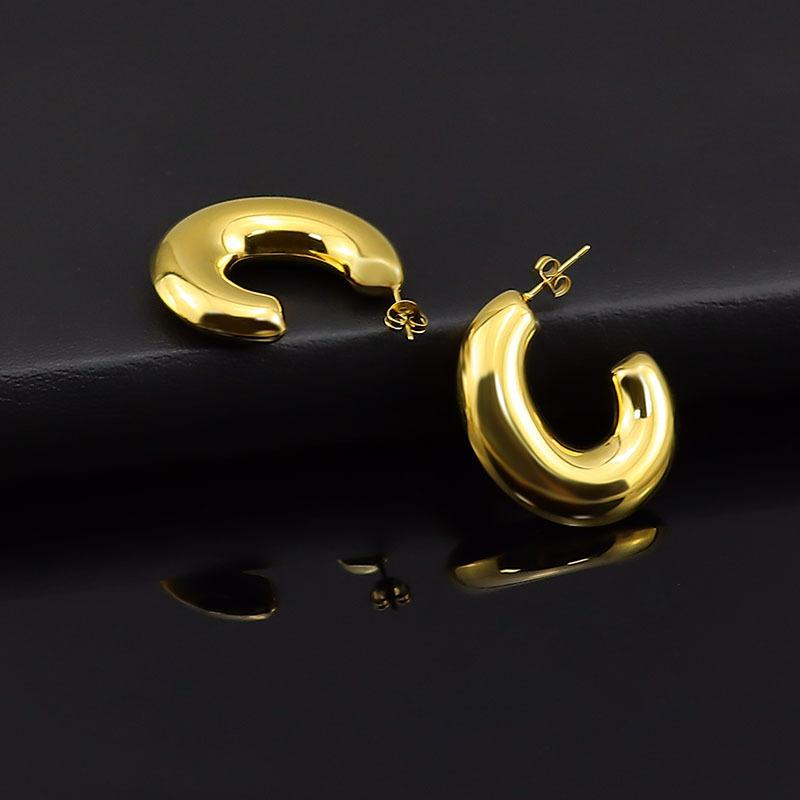 Серьги из нержавеющей стали в форме буквы С с глянцевым блеском — популярные, простые и объемные, серьги из титановой стали во французском стиле