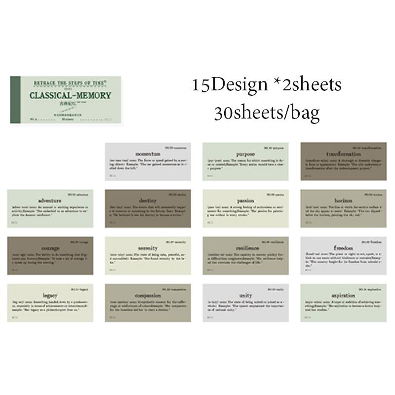 30 листов/пакет Книга материалов Винтажный английский Пакет материалов Бумага Справочник Канцелярские товары DIY Ручная работа и Скрапбукинг Дневник Украшение